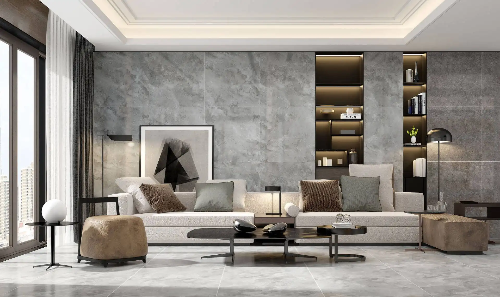 Revestimiento de pared moderno con porcelanato